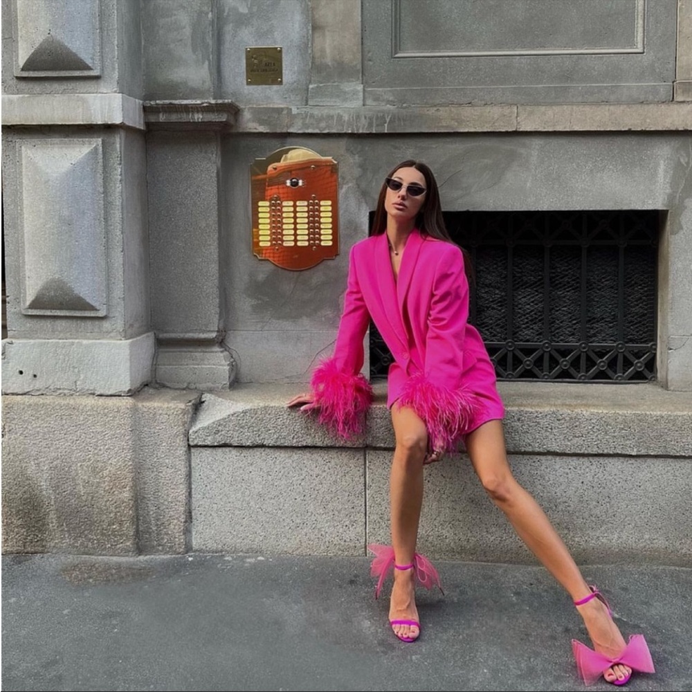 LAST FEW 🫶🏼 ZARA NWT BLOGGERS FAV PINK FEATHER BLAZER - Picture 8 of 16
